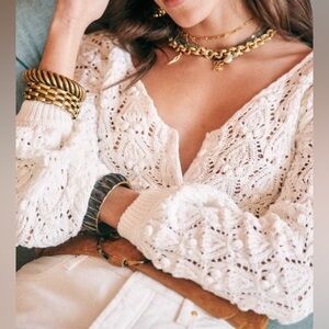 Sezane White Knit Cardigan
